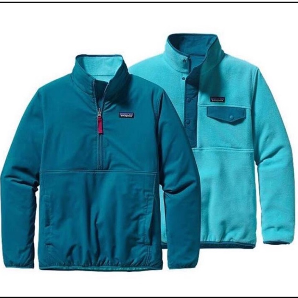 Aqua Patagonia reversible quarter zip/ button up
